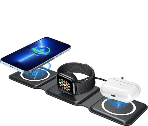 Cargador Inalambrico 3 En 1 Para iPhone AirPods Apple Watch