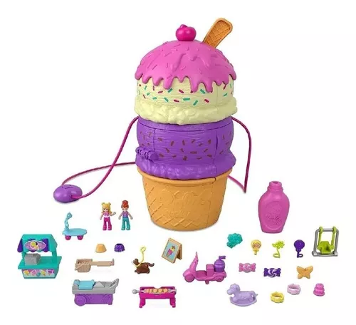 Boneca Polly Pocket Parque Infantil Roda E Surpresa Sorvete