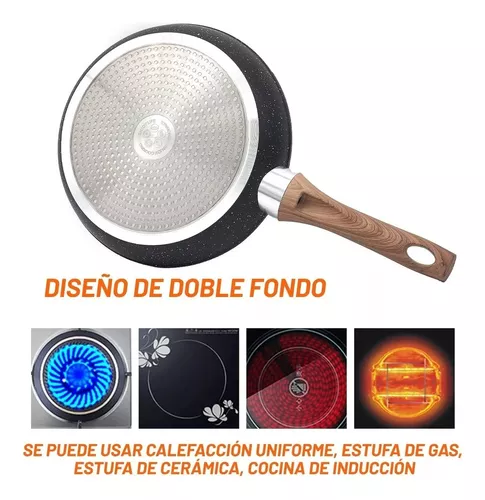  Innerwell Juego de sartenes antiadherentes, juego de 3 sartenes  antiadherentes, utensilios de cocina de inducción de granito dorado, 8  pulgadas, 9.5 pulgadas y 11 pulgadas, juego de sartén para tortilla de