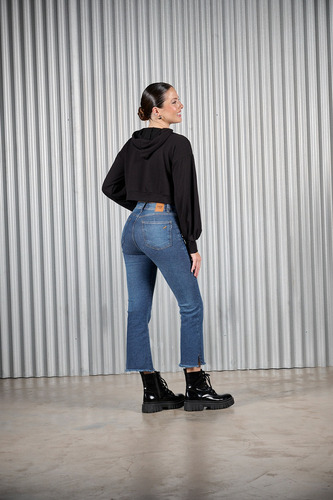 Pantalon Semi Oxford Cenitho Crop Bio Stone Con Tajo
