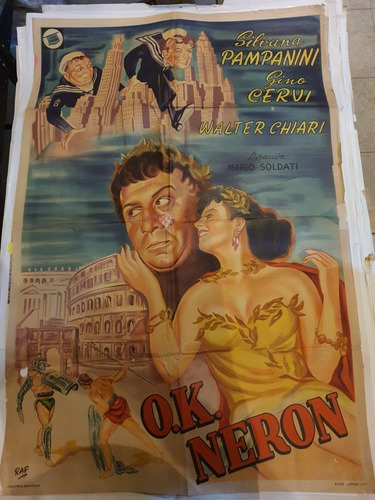1 Antiguo Afiche De Cine  Italiano  Original- Ok Neron 707
