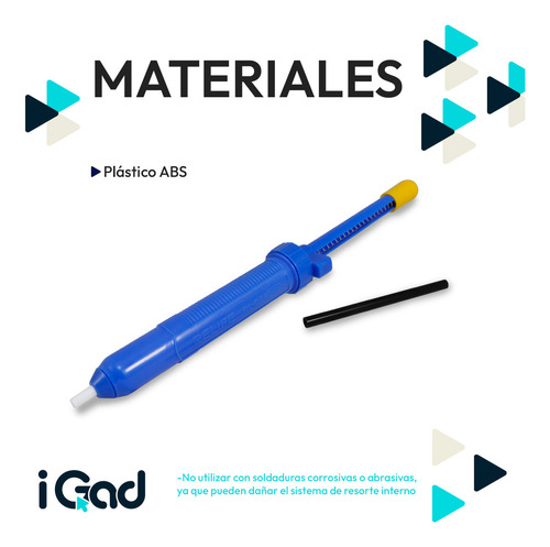 Pistola De Aspiración Manual Igad Extractor De Soldadura Con Fuerte Succión Herramienta Para Reparación Desoldadora Color Azul Y Amarillo