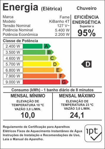 Chuveiro Ducha Fame Kibanho 4 Temp 127v 5400w Super Quente