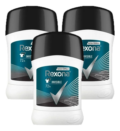 Desodorante Rexona Invisible Barra X3 Unid