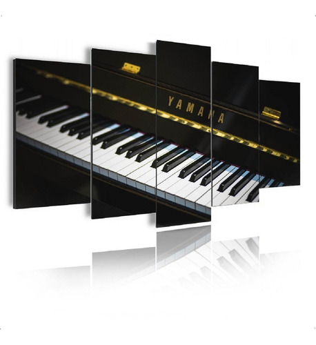 Quadro Decorativo Mosaico Piano Yamaha Musica 5pçs Mod167