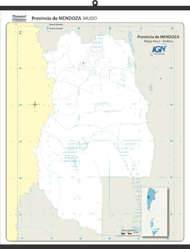 Mapa Prov. De Mendoza Pizarra Blanca - Apto Marcador 90x70