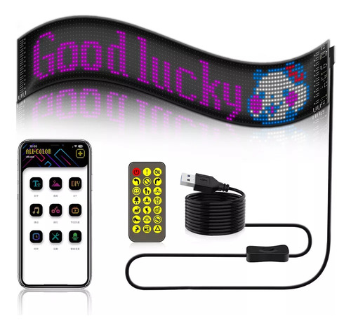 Painel Led Flexível, Tela Matriz Rgb, Bluetooth 12x60cm 2025