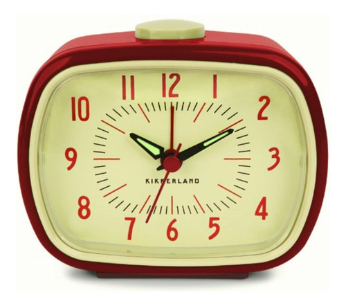 Kikkerland reloj De Alarma Cuadrado, Rojo Retro, 1 Unidad