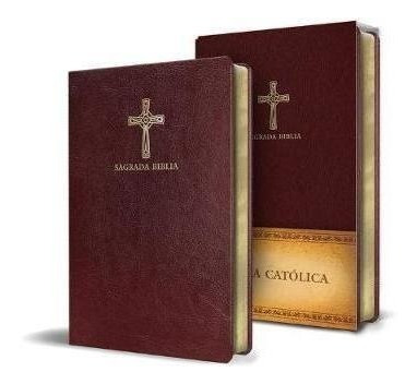 Biblia Catolica En Espanol. Simil Piel Vinotinto, Tamano Com