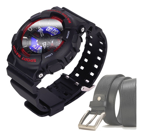 Relogio Masculino Esportivo Militar Digital Led Prova D'água Cor da correia Preto