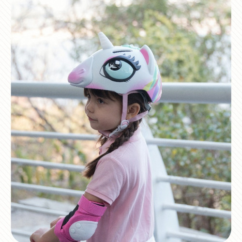 Casco De Unicornio 3d Blanco Y Rosa Para Ciclismo, Patinaje