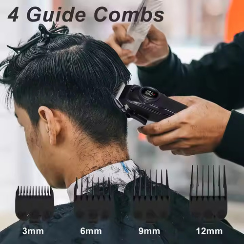 Maquina De Cortar Cabelo Barbear Barbeador Profissional Aparador De Pelos Maquina Acabamento Recortador Cortador De Pelos Com Barra Deslizante Ajustável Display Sem Fio
