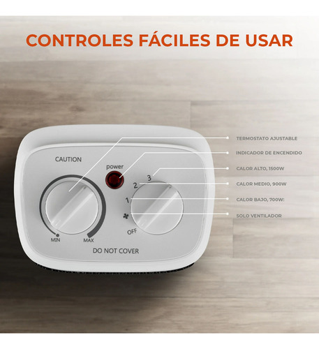 Calentador Cerámico Ms 1500w 3 Velocidades Color Blanco