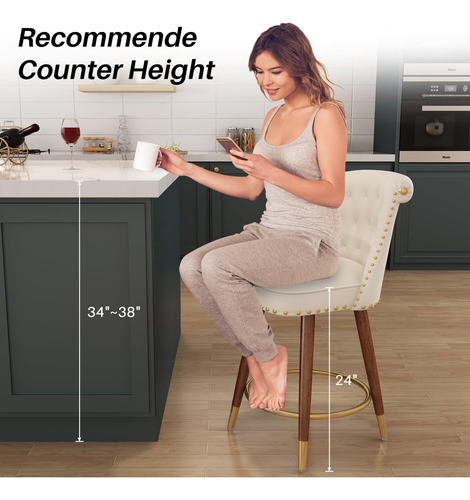 Seekfancy Juego De 4 Taburetes De Bar De Altura De Mostrador