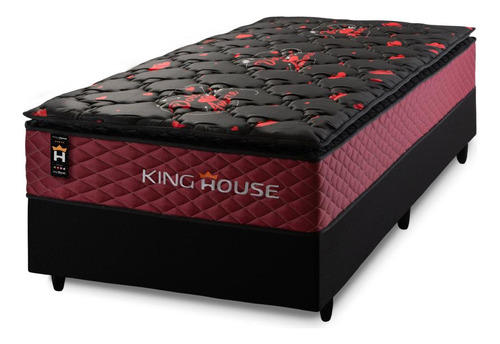 Cama Box Molas Ensacadas Toronto Vermelho Solteiro 96x203x66