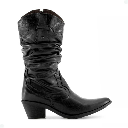 Bota Feminina Perlatto Wes002 Cano Médio Ajustável Salto