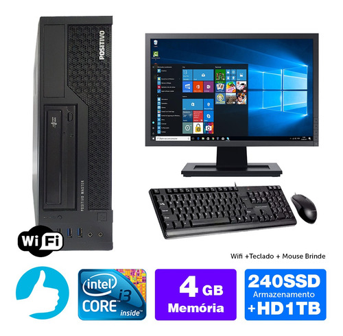 Imagem 1 de 5 de Cpu Barato Positivo Master Int I3 4g 4gb Ssd240+1tb Mon19w