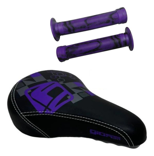 Kit Bike Gios Selim Gl-1109 + Manopla Gi-075h Bmx Freeride. Cor Roxo