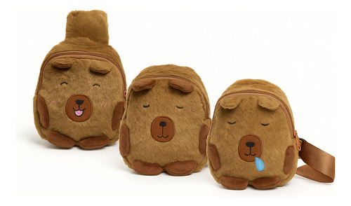 Riñonera Capibara Peluche Infantil Morral Kawaii Capybara Marrón 3 Peluda