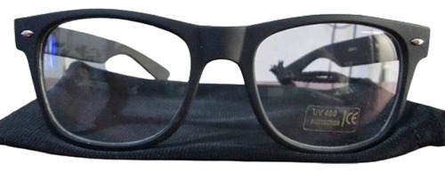 Pack 2 Lentes Negro Mate Micas Claras Geek Hipsters 