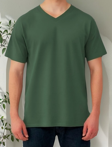 Playera Cuello V Fruit Of The Loom - Color Verde - 2 Pack