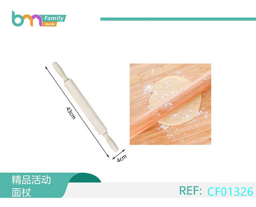 Uslero Madera Para Amasar Pan Postres Rodillo De Cocina 43cm
