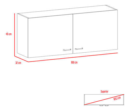 Gabinete Superior De Cocina Napoles Blanco 100x49cm Con Dos