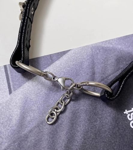 Colar Feminino Gogótico Gótico Em Pu Black Cross Bee