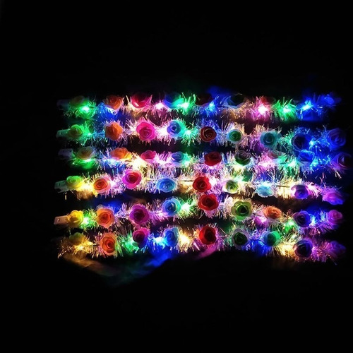 36 Diadema Corona Flores Luz Led Fiesta Festival