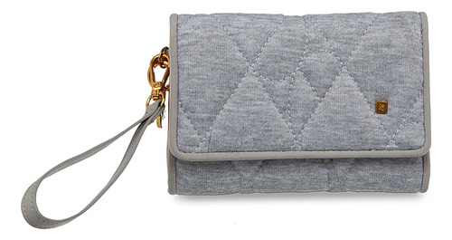 Cartera Cloe Para Mujer Flap Mediana Textil Broche Magnético Color Gris