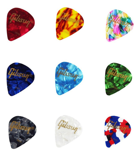 Paquete De 25 Púas Gibson Para Guitarra Plumilla Color 96mm Tamaño 3cm