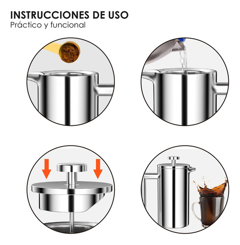 Cafetera Prensa Francesa De Acero Inoxidable 1000ml Café Té