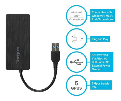Hub Usb 3.0 Targus 4 Puertos Ach124