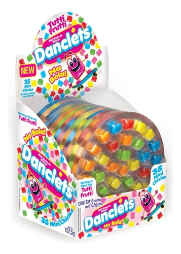 Chiclete Mini Danclets Redondo - Kit 2 Caixas C/15 Cada