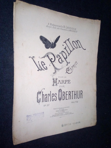 Imagen 1 de 2 de Partitura Le Papillon Caprice Charles Oberthur
