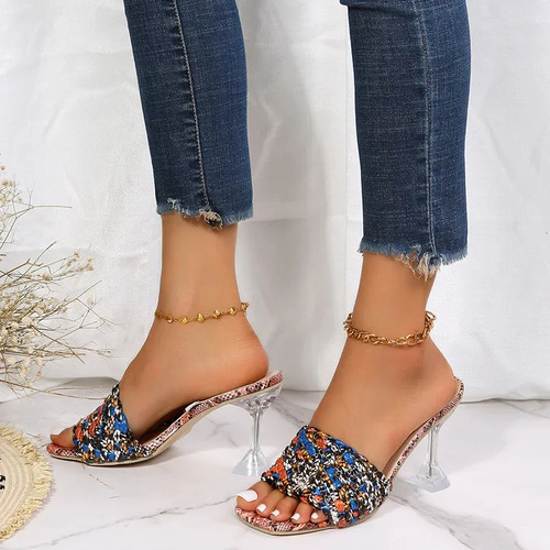 Zapatillas De Tacón Alto Con Cabeza Cuadrada Para Mujer Brot