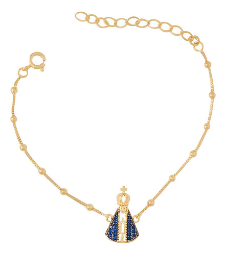 Pulseira Pingente Nossa Senhora Folheado A Ouro 18k Luxo Comprimento 4.191 M
