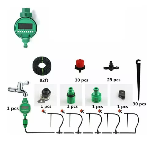 Kit de sistema de riego por goteo automático para jardín con temporizador  82ft