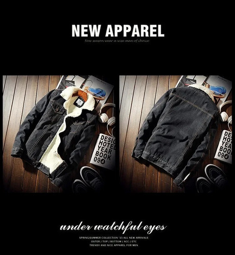 Chaqueta Vaquera Con Forro Polar Para Hombre, Corte Ajustado