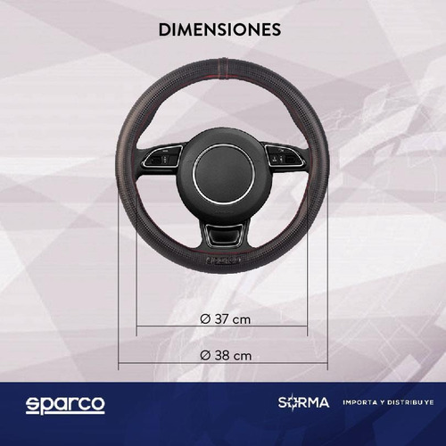 Imagen 4 de 10 de Cubre Volante 36/38 Cm Sparco Importado Leggera Pvc Sin Aro