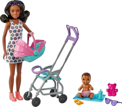 Imagem 1 de 6 de Barbie Skipper Babysitters Inc. Playset Bebe Negra 