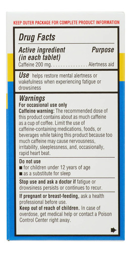 Equate Stay Awake Cafeina Para Mantenerse Despierto 200mg