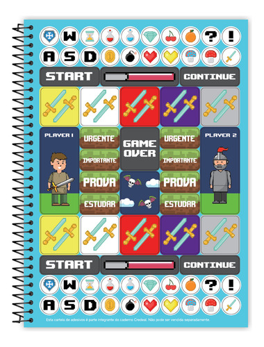 Caderno Escolar 1 Matéria 80 Folhas Athos Com Adesivos Cor Azul