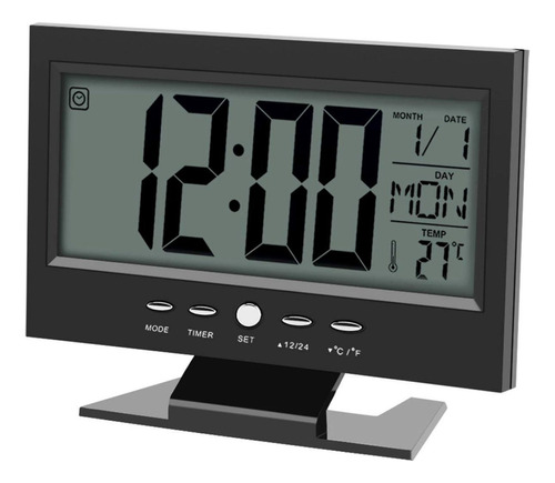 Reloj Despertador Lcd Escritorio Luz Temperatura Calendario 