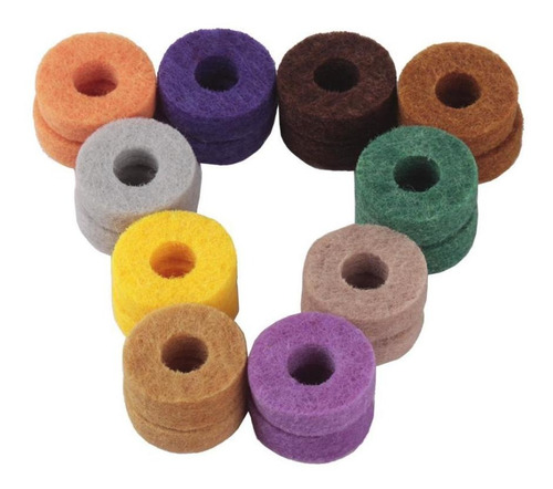 20pcs Colorful Cymbal Felts Hi Hat Washers Instrument Kit Pr