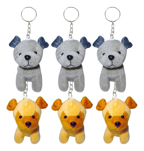 Kit 6 Bichos De Pelúcia Cachorro Misto Chaveiro Para Bolsa