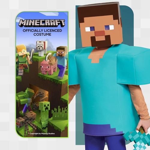 Disfraz De Steve Deluxe De Minecraft, Multicolor, Grande (10
