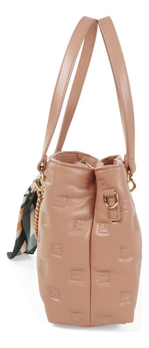 Bolsa Satchel Cloe Para Mujer Acolchada Y Mascada Multiusos Color Rosa