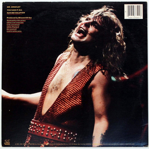 Lp Ozzy Osbourne Live Mr. Crowley ( Us 1st Press ) (Usado)
