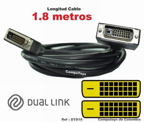Imagen 1 de 6 de Cable Dvi 24+1 Dual Link 1.8m Ref: Dtd18z Computoys Sas